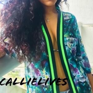 New! Kimono Neon Green Sheer Stripe Swim Coverup